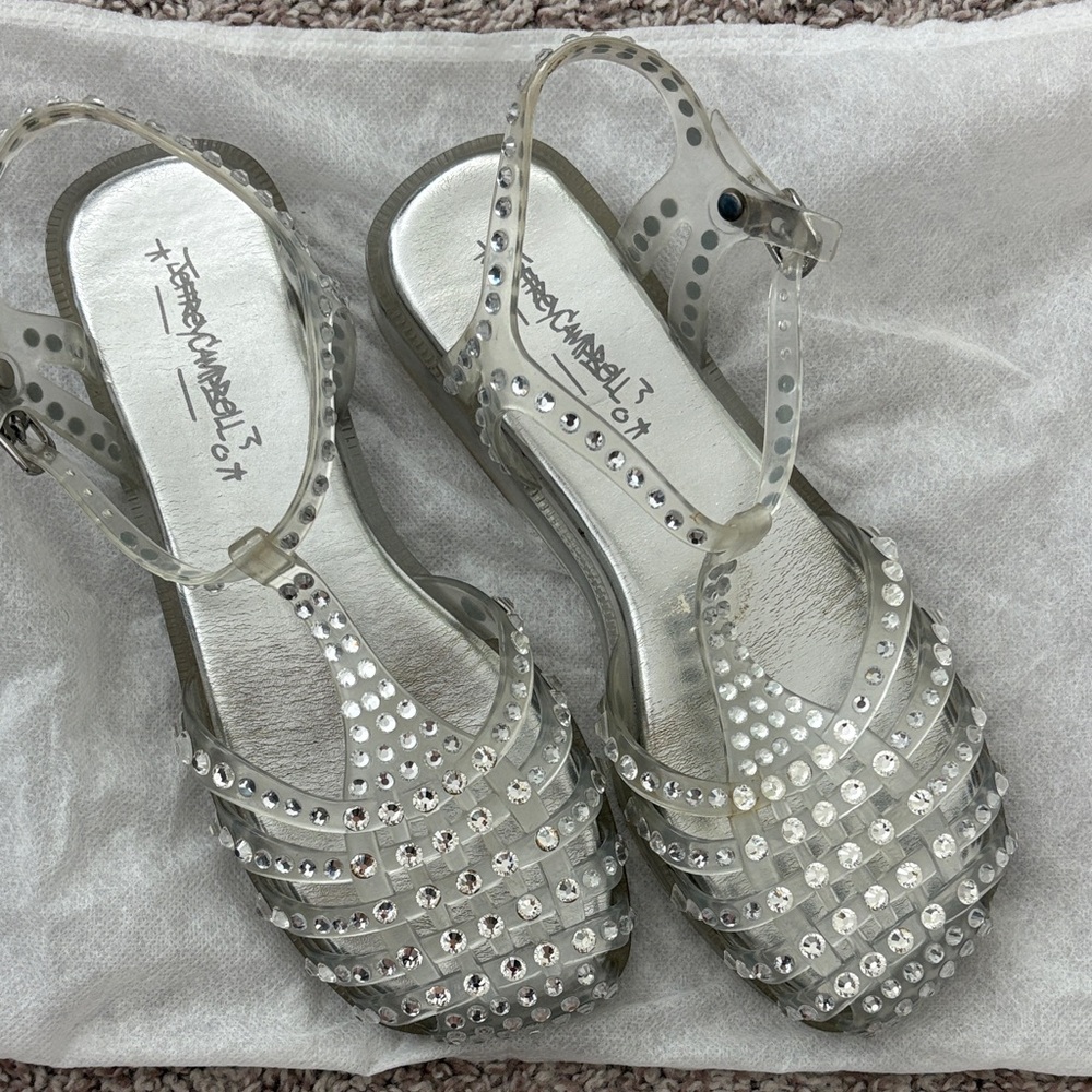 Jeffrey Campbell Clear Silver Studded jelly Sandals